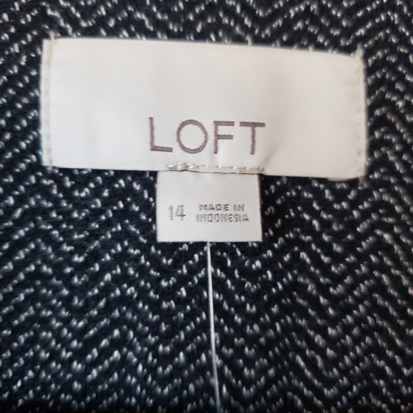 Loft Blazer Black & White Tweed Harringbone Blazer NWT Sz 14 - Picture 9 of 15